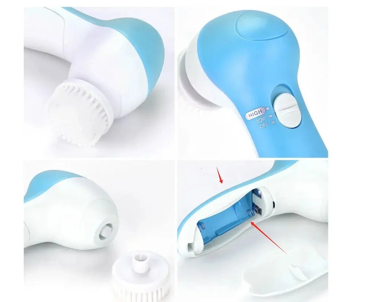 5-in-1 Electric Facial Cleansing Brush Spa Skin Care Massage Face Massager Tool