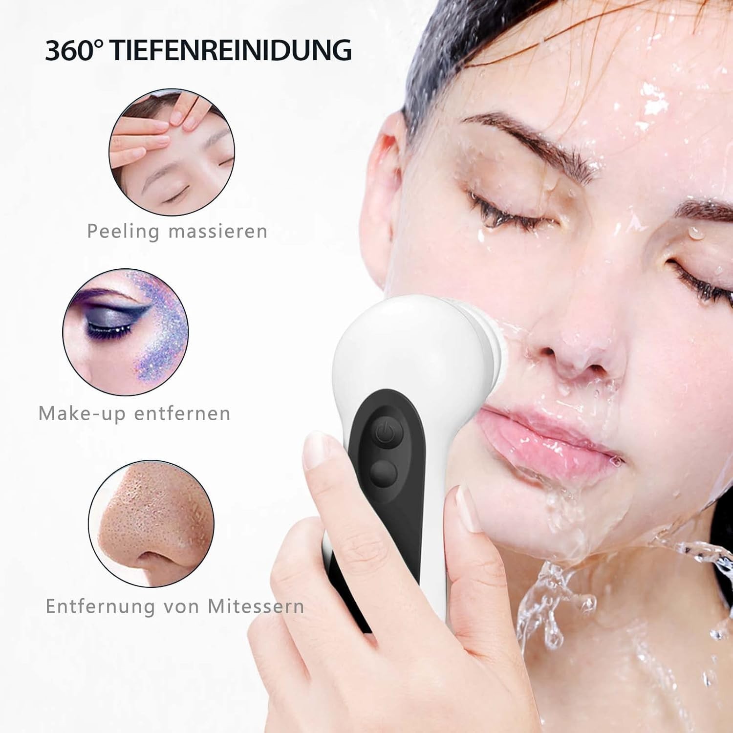 Travel-Friendly Waterproof Facial Cleansing Brush Set – 5 Brush Heads Included