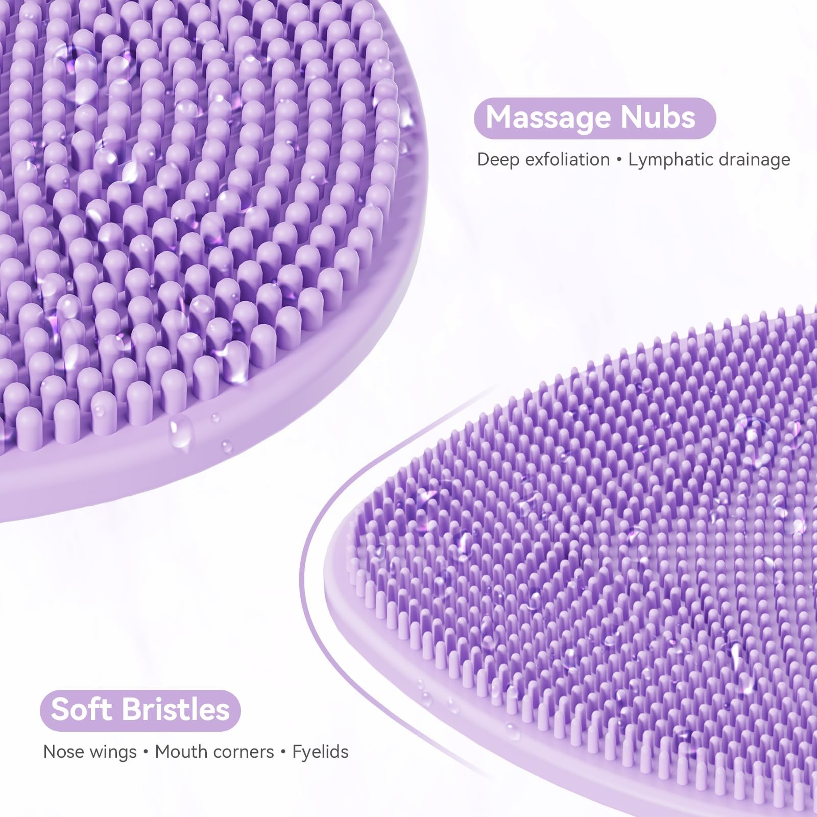 Silicone Face Scrubber 2 Pack, Manual Facial Cleansing Brush Lavender & Teal