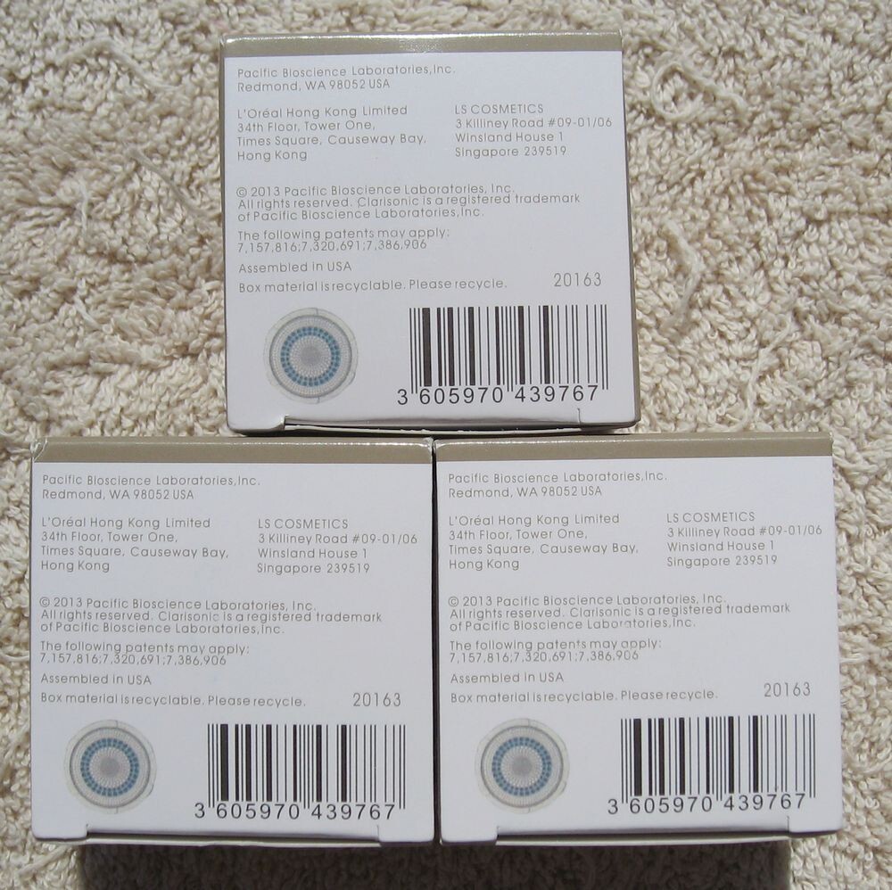 3X 2013 Authentic Clarisonic 20163 Deep Pore Cleansing Brush Heads-USA Box *New*