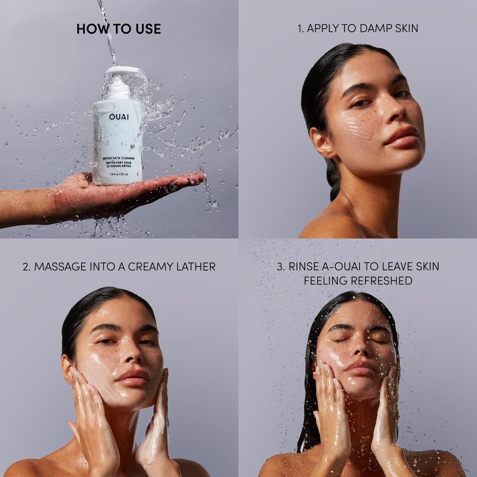 OUAI Detox Facial Cleanser – Deep Cleansing Face Wash 7.8 Fl Oz (Pack of 1)