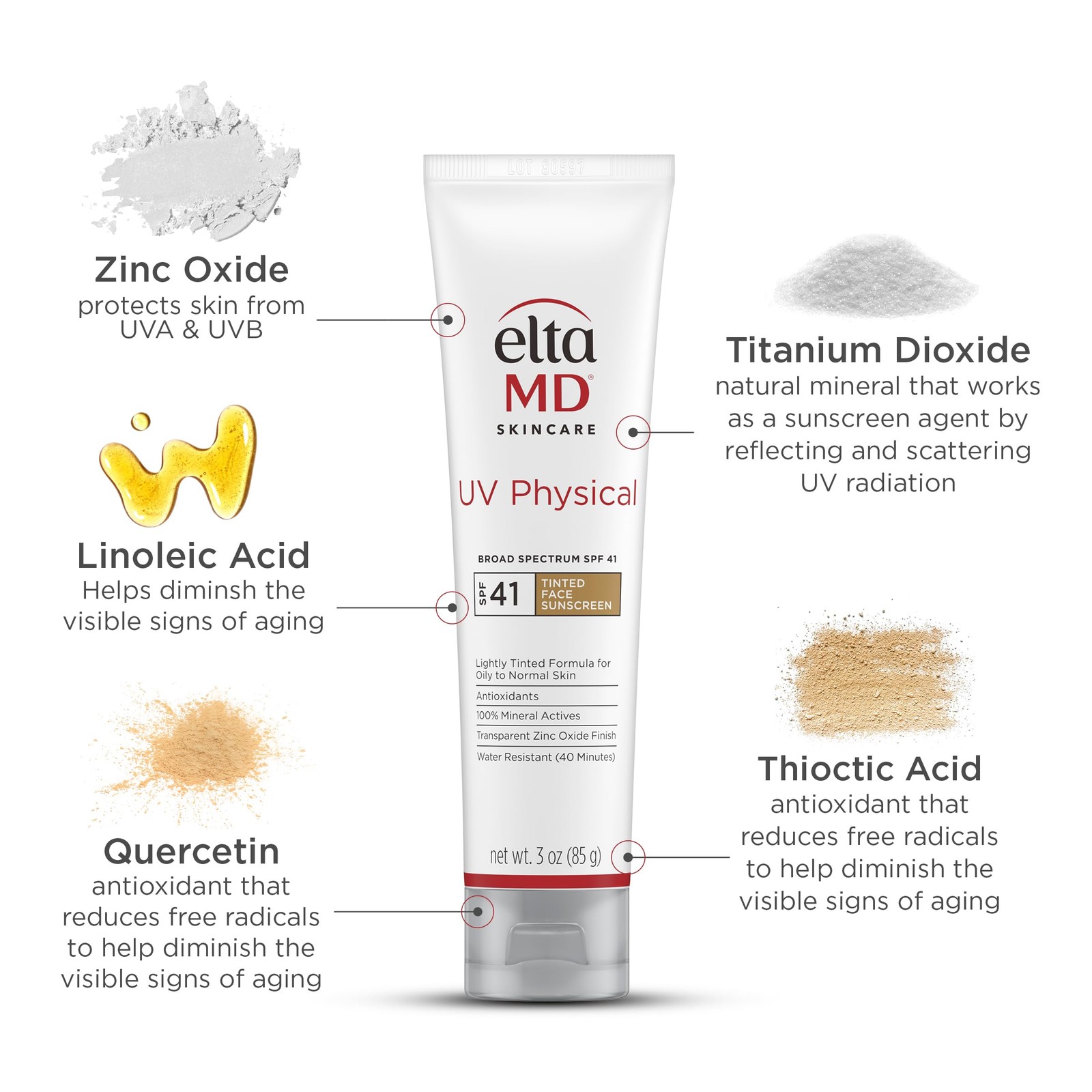 EltaMD UV Physical Tinted Mineral 3 Ounce (Pack of 1), (Fair to Med)