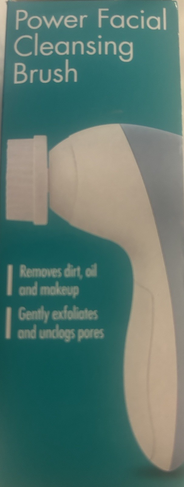 Electric Facial Brush Blue/White Battery-Powered Removes Dirt & Exfoliates