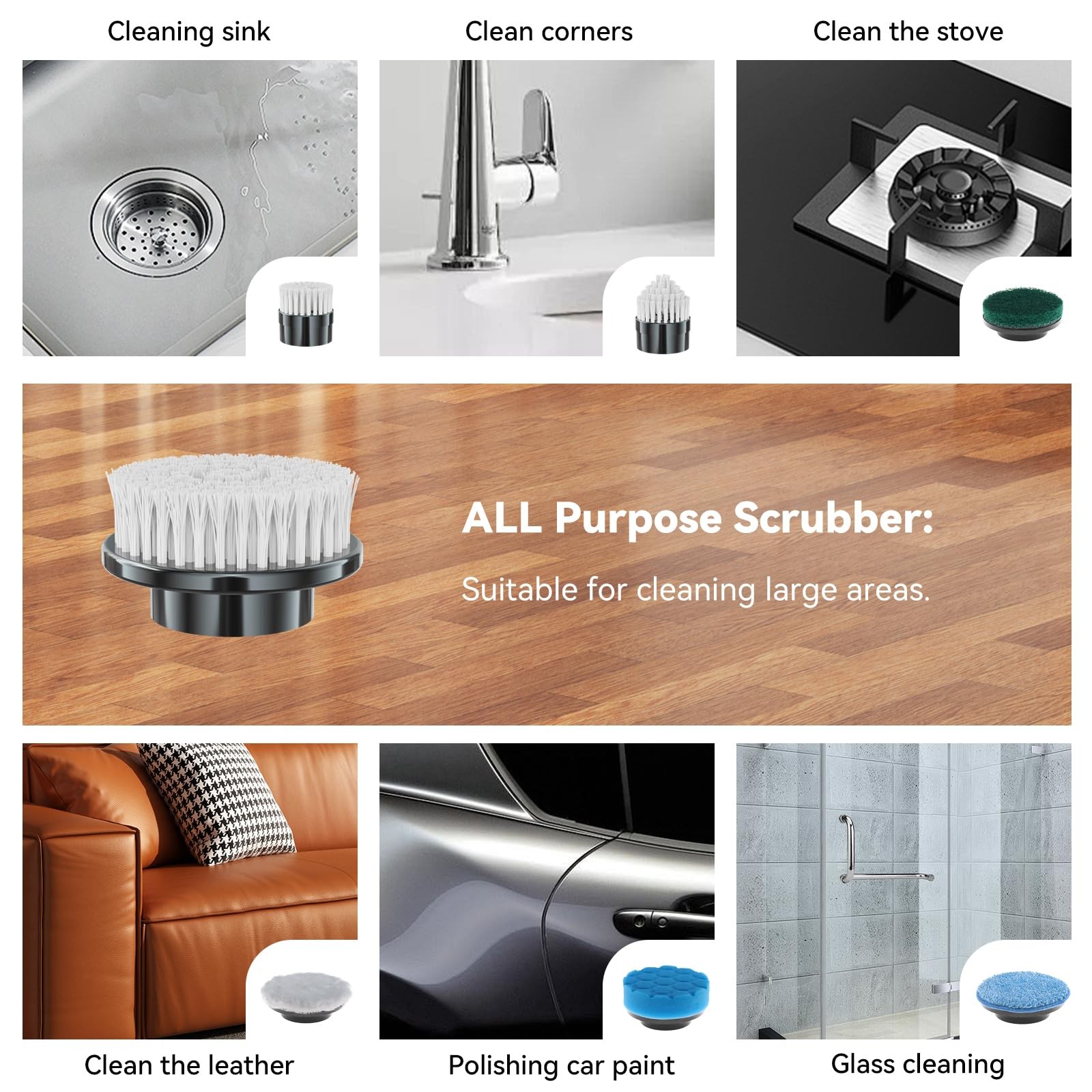Electric Spin Scrubber Brush Heads, 7 Pcs Set Suitable for Cordless Power Scr…