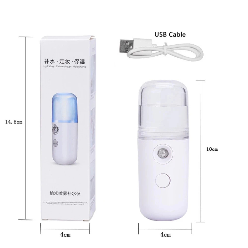 USB Mist Facial Sprayer Humidifier Rechargeable Nebulizer Face Steamer
