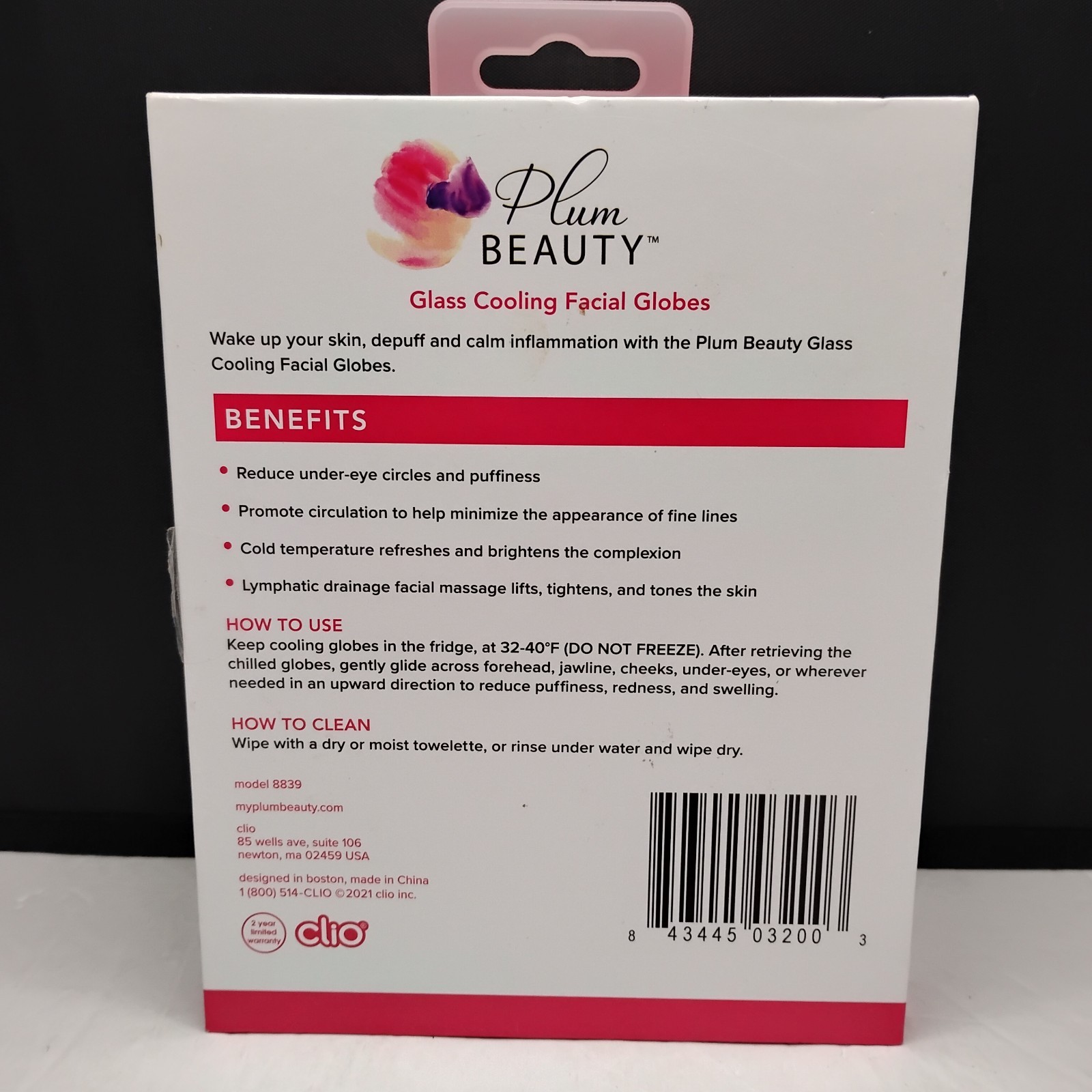 Plum Beauty Glass Cooling Facial Globes Soothe & Depuff