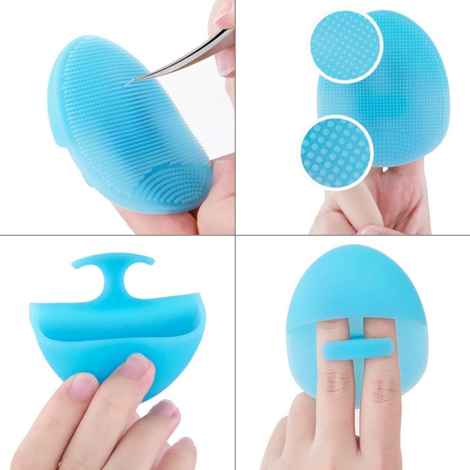 4 Pcs Super Soft Silicone Face Cleanser and Massager Brush Manual Facial