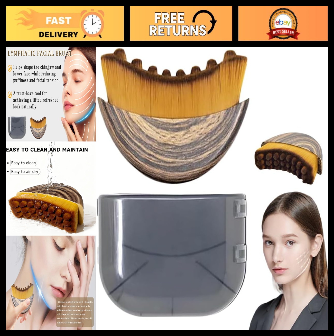 Lymphatic Drainage Face Brush Massager – Ergonomic Contour Tool for Fatigue Reli