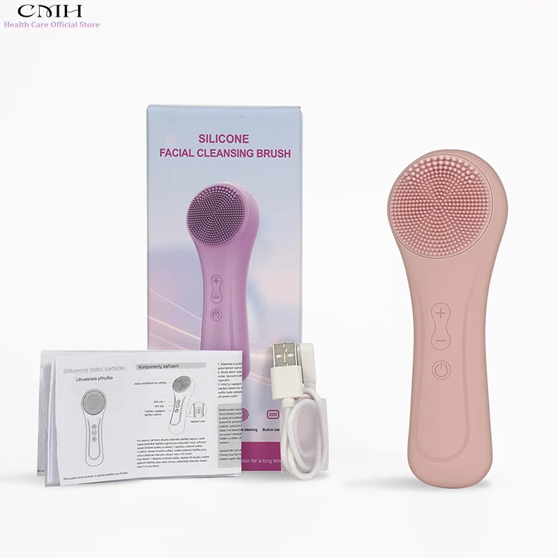 Silicone Face Scrubber 12000 RPM Sonic Vibration 3 in 1 Facial Cleansing & Massa
