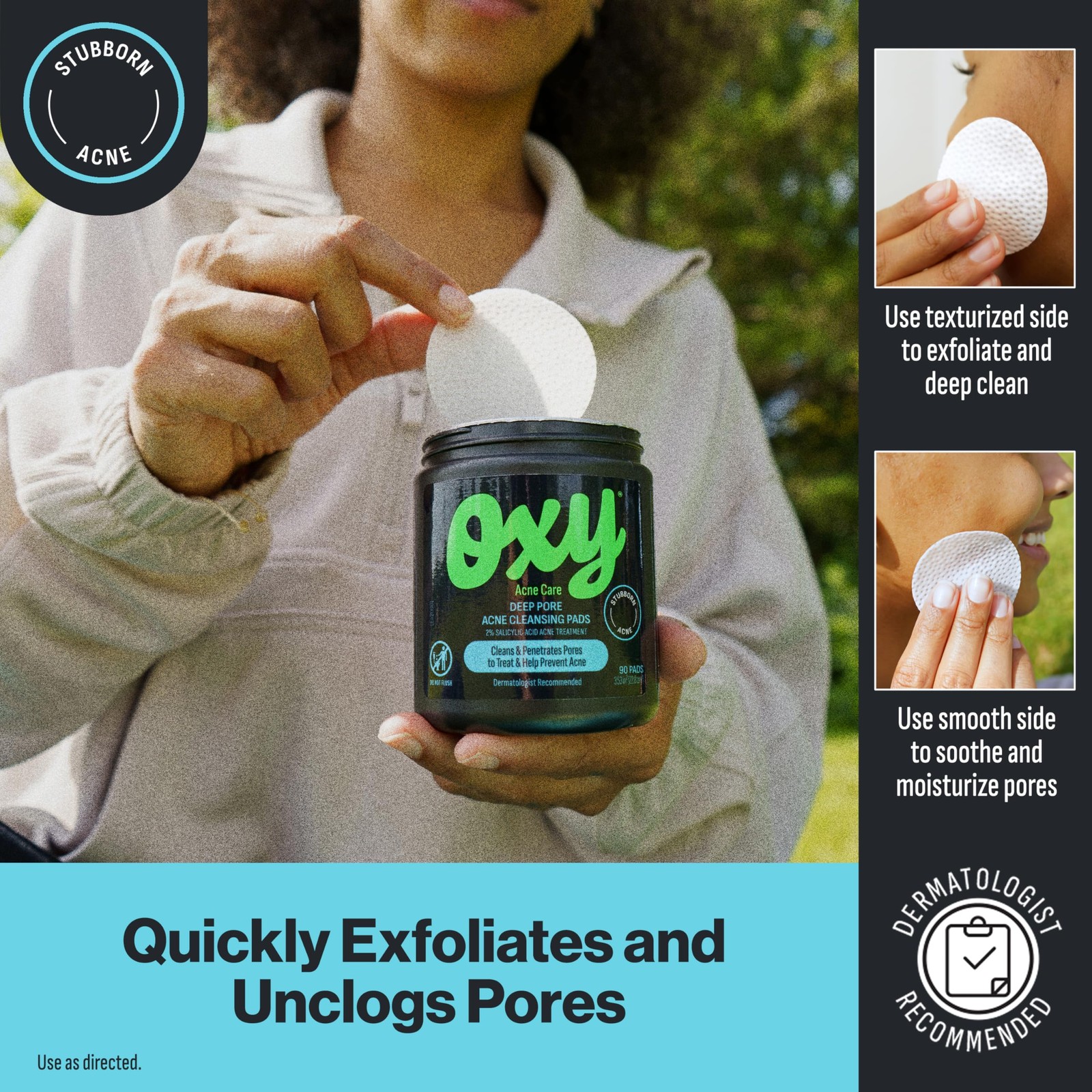 Oxy Deep Pore Acne Facial Cleansing Pads, Maximum 90 Count (Pack of 3), Brown