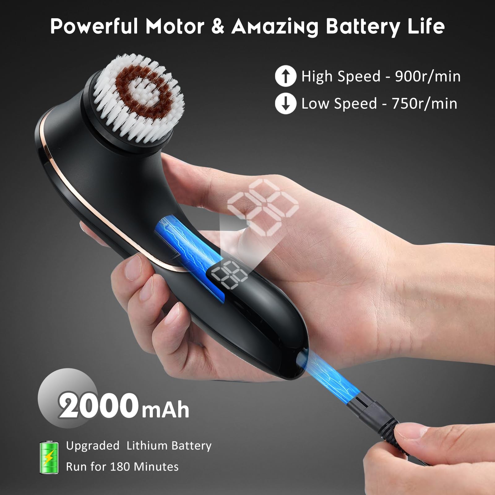 Cleansing Brush Scrubber Exfoliator Rechargeable IPX7 Waterproof Spin Cleanse…