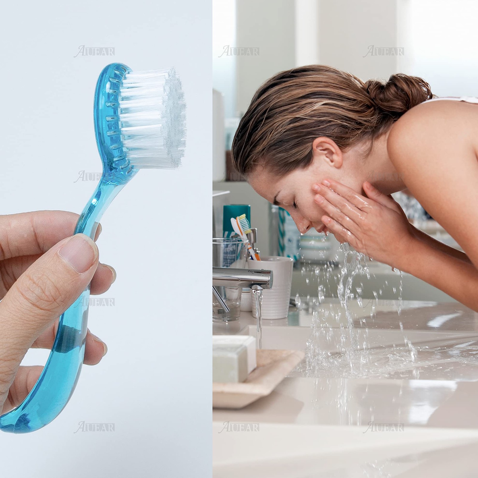 AUEAR, 4 Pack Face Brush for Cleansing and Facial Cleaning Blue, Pink, Purple