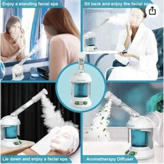 Facial Steamer – DENFANY Nano Ionic Extendable 360° Rotating Arm – Portable