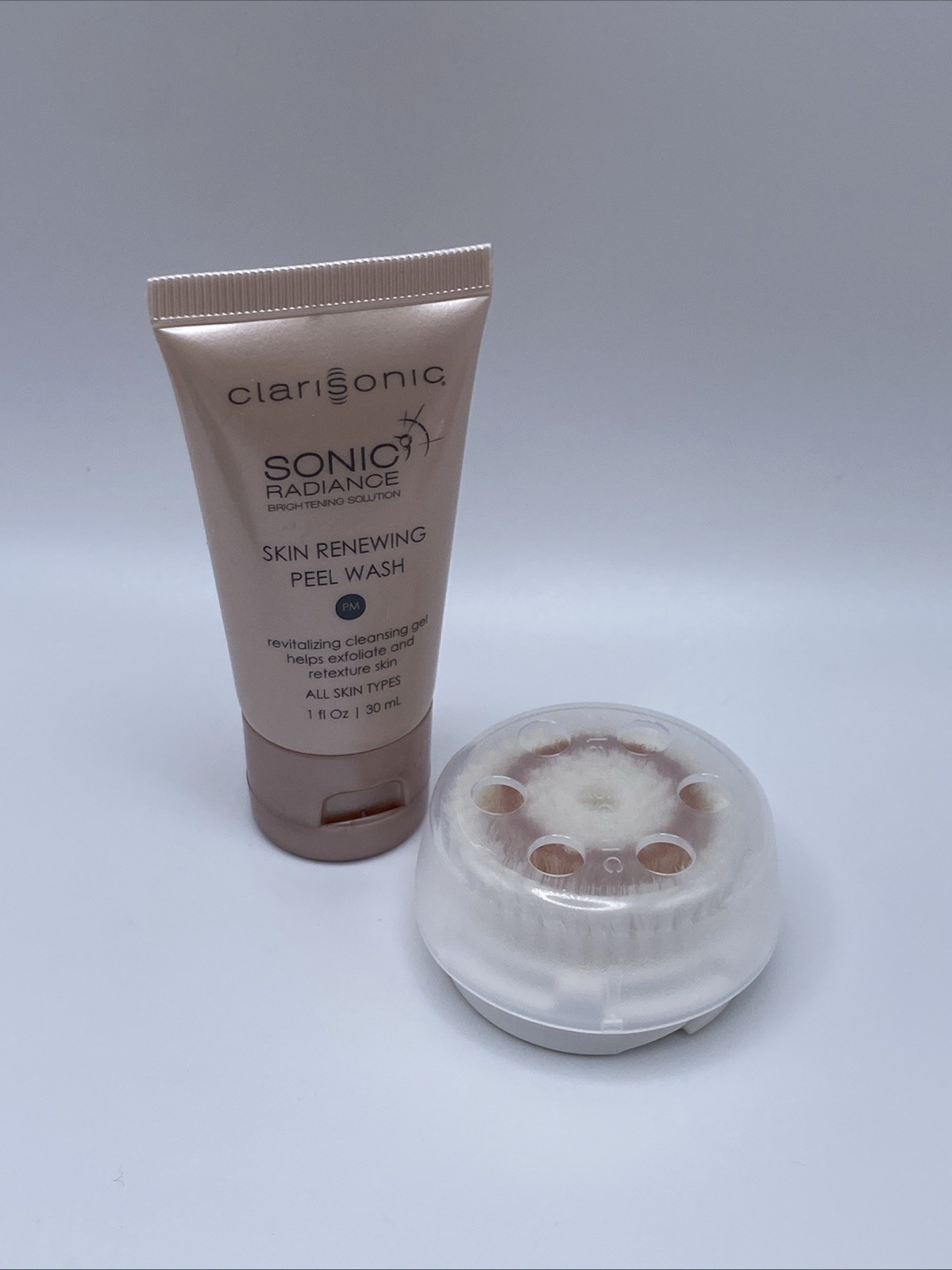 Clarisonic Radiance Renewing Duo Brush Head & Skin Renewing Peel Wash 1oz NIB RE
