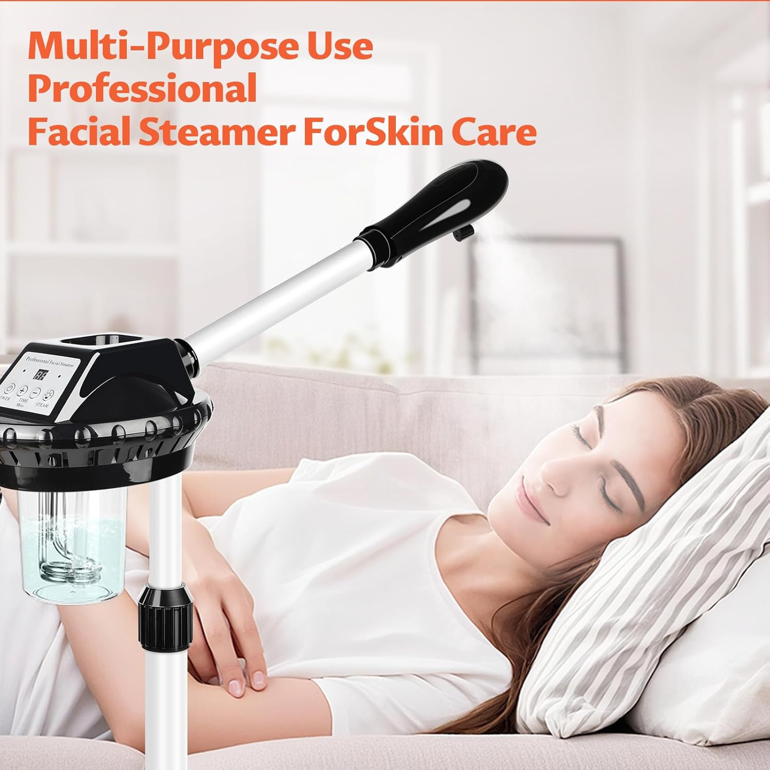 Professional Facial Steamer, Stand on Wheels Face Steamer, SPA Ozone Nano Steame