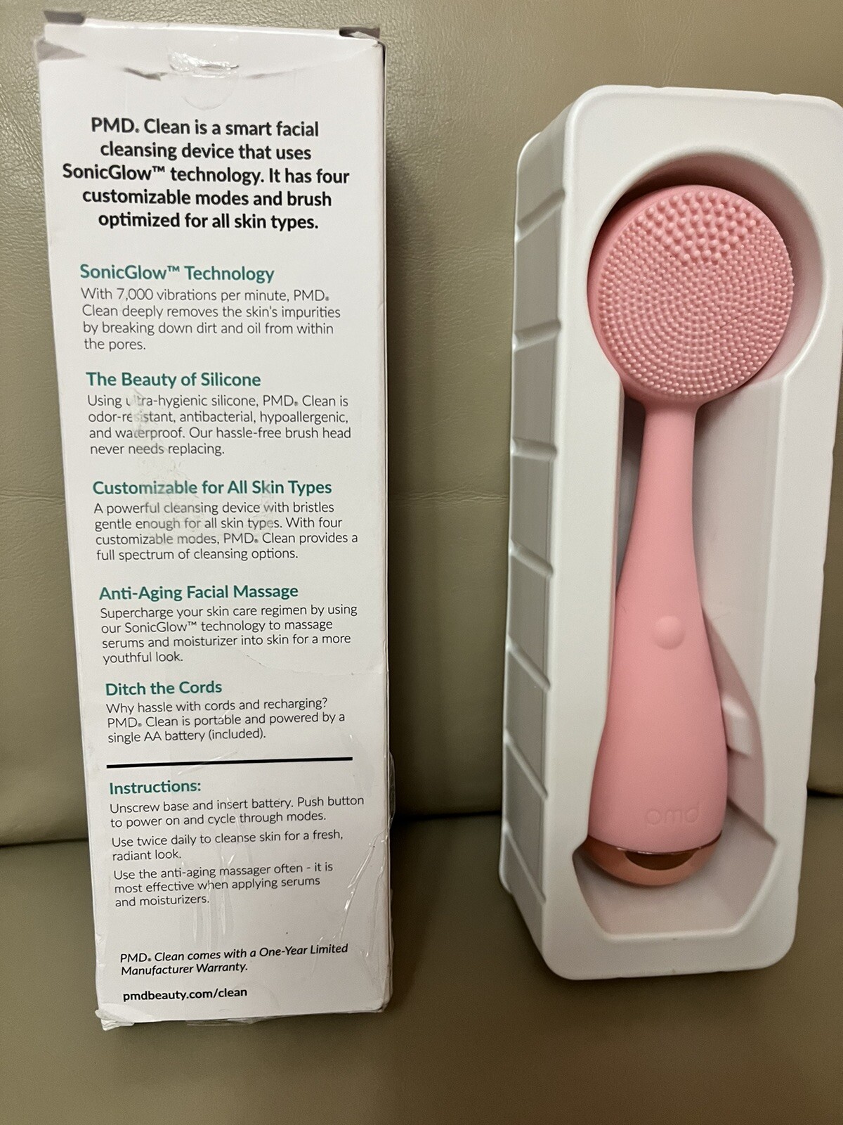 PMD Clean Smart Facial Cleansing Device Open Box Blush Pink