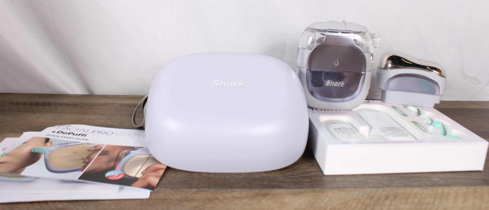 Shark Facial Pro Glow + DePuff Facial Device Complete Tested Works w/ Box