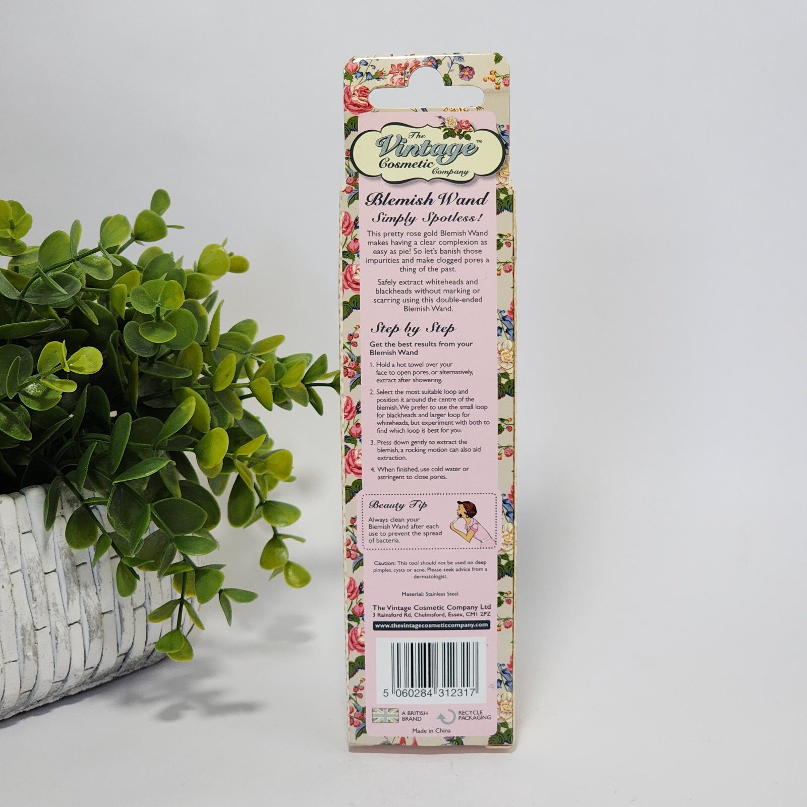 The Vintage Cosmetic Company Blemish Wand Blackheads Whiteheads Extractor Rose