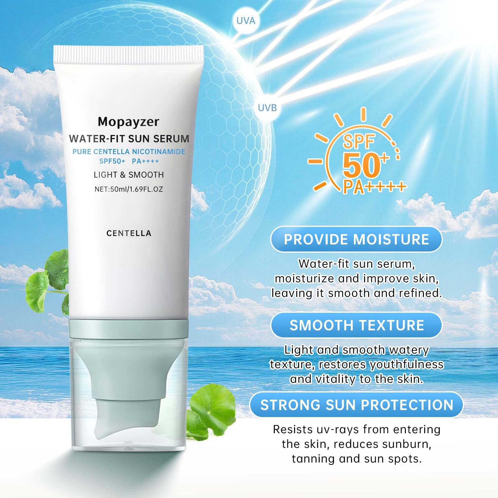Centella Sunscreen SPF 50, Hyalu Cica 1.69 Fl Oz (Pack of 1), Blue 1