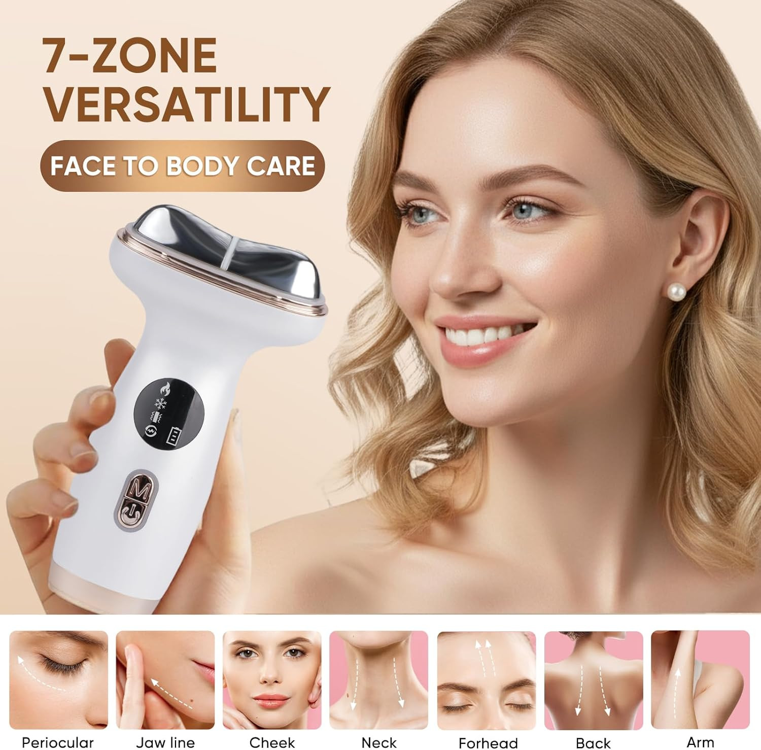 Microcurrent Facial Device with Red Light Therapy – 7-In-1 LED Sculptor & Hot Gu