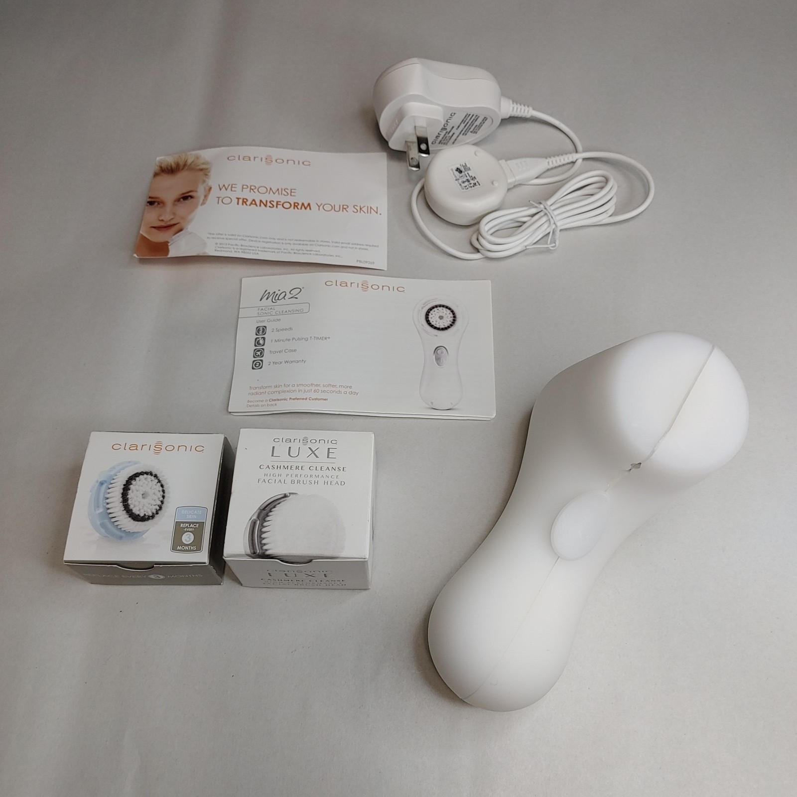 Clarisonic Mia 2 Sonic Facial Skin Cleanser w/ Charger White Tested