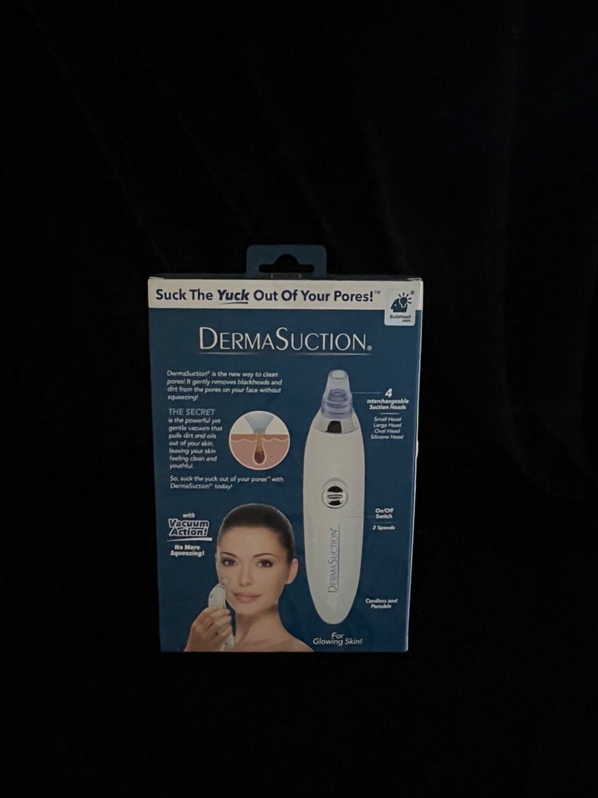 DERMASUCTION Derma Suction Pore Cleaning Device with Vacuum Action Cordless, New