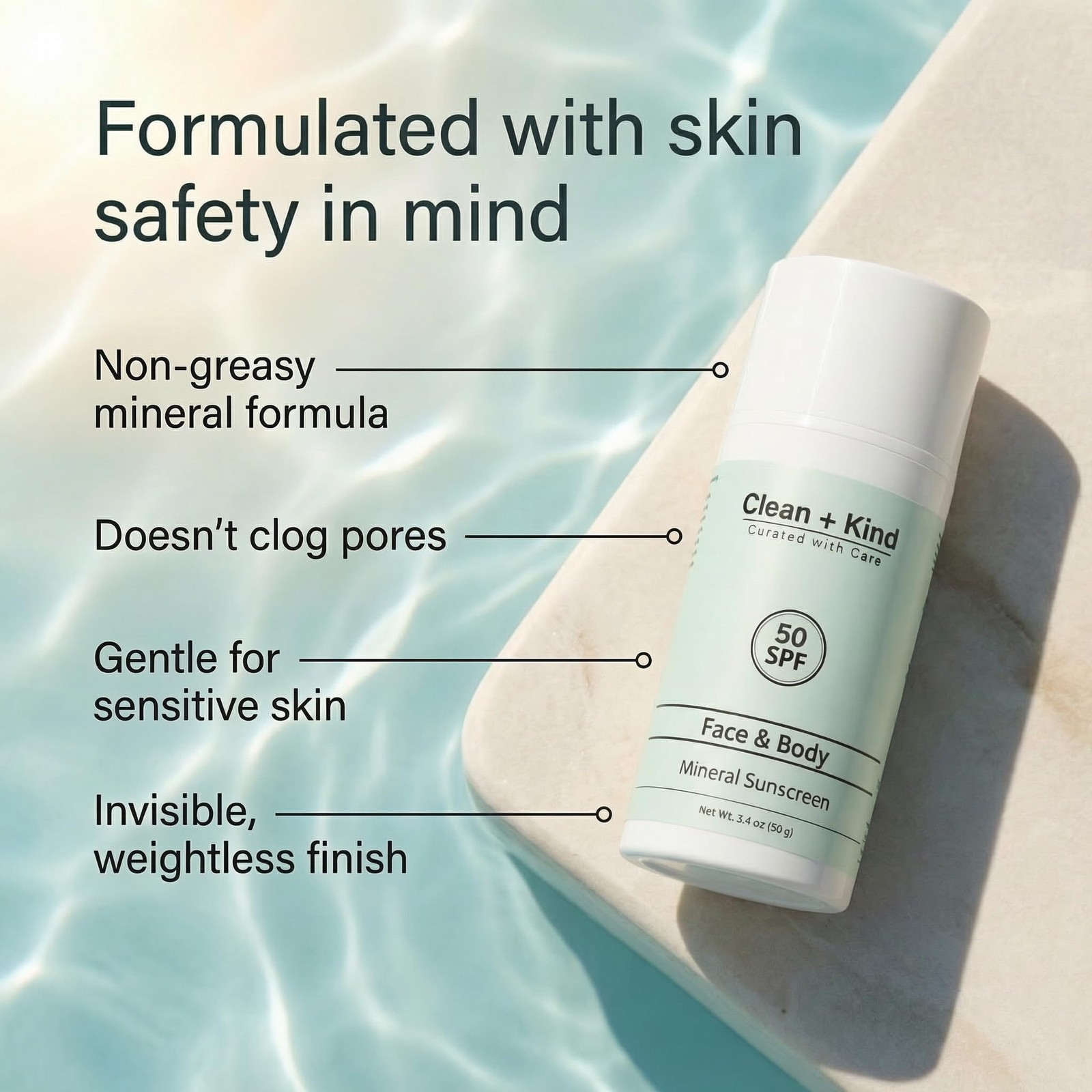 Tallow Sunscreen SPF 50 3.4 Ounce (Pack of 1), 50 Sun Protection Factor (SPF)
