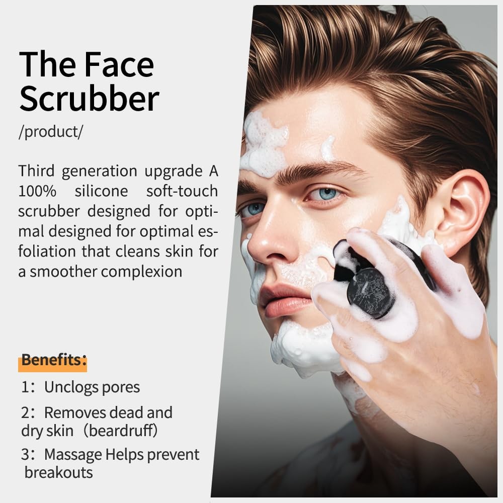 Face Scrubber,Silicone Scrubber for Men Women,Third Large, Black