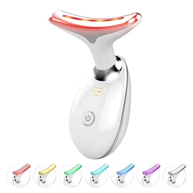 Face Neck Microcurrent Massager LED Photon Therapy Skin Lift Anti Aging Device