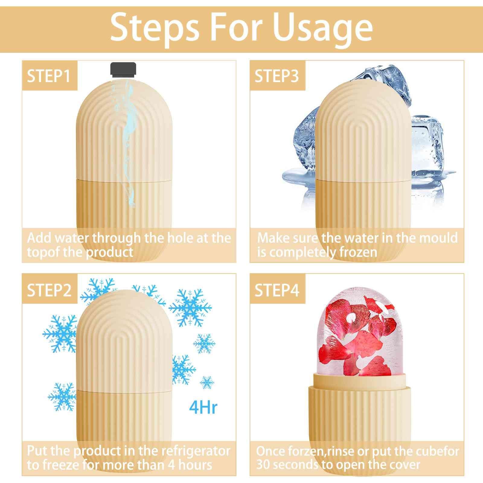XHJRI Ice Face Roller Massager,Ice Cube for Face, Eyes and Neck Beige