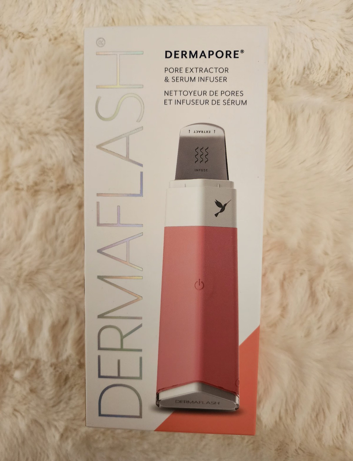 DERMAFLASH DERMAPORE Ultrasonic Pore Extractor & Serum Infuser, Pink/White