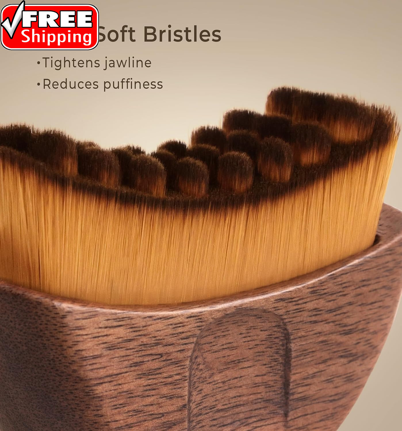 Lymphatic Contour Face Brush – Wooden Handle Lymphatic Drainage Face Sculpting B