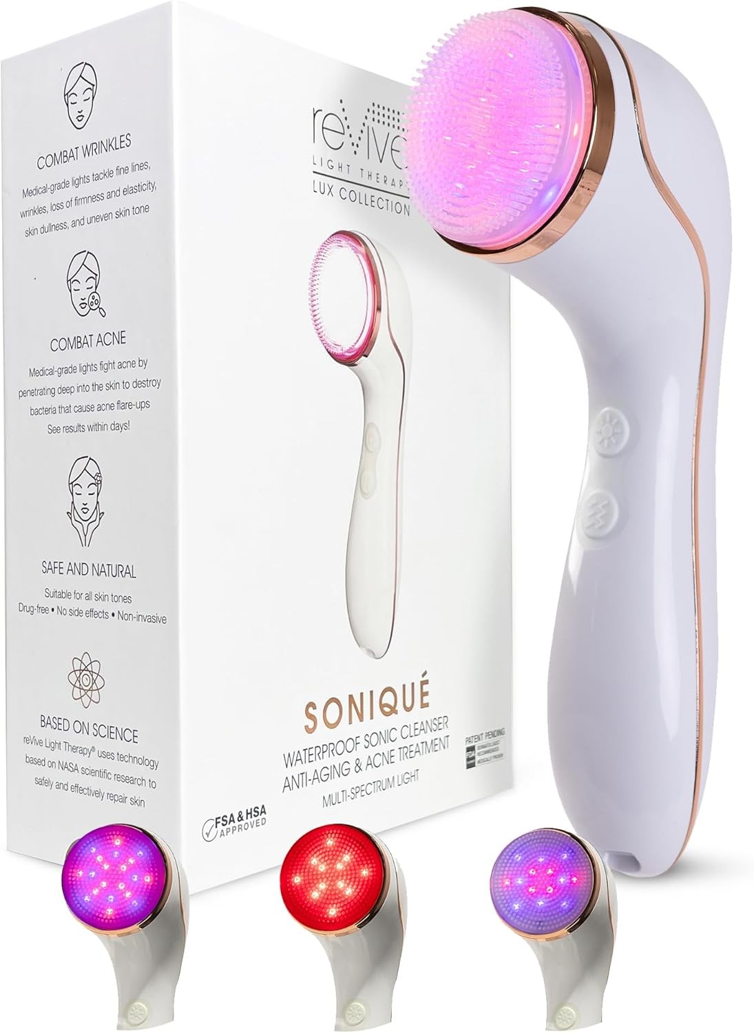 Facial Cleansing Brush Sonic Red Light Therapy Face Clean Tool