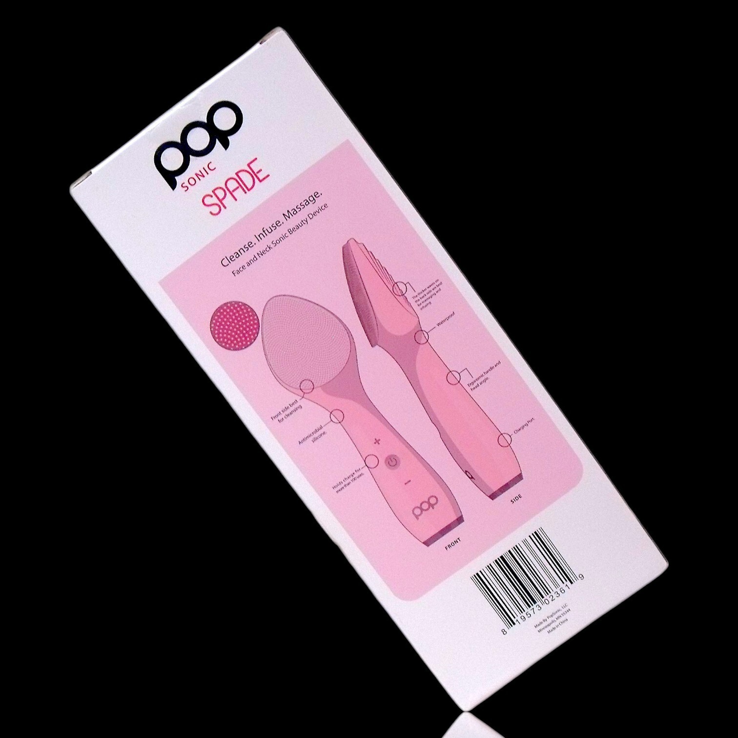 Pop Sonic Spade Face & Neck Sonic Beauty Device Cleanse Infuse Massage Brand New