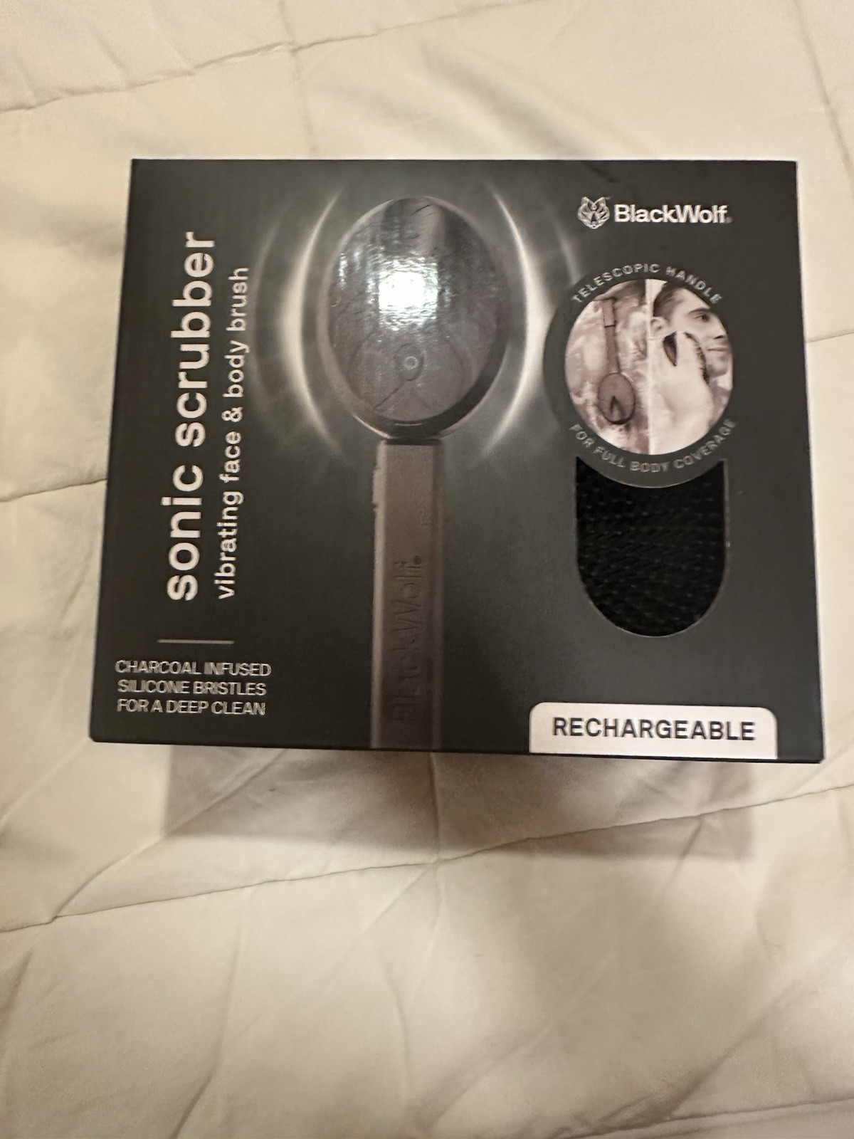 BlackWolf Sonic Scrubber Black Vibrating Scrubber NEW SEALED Men Rechargeable