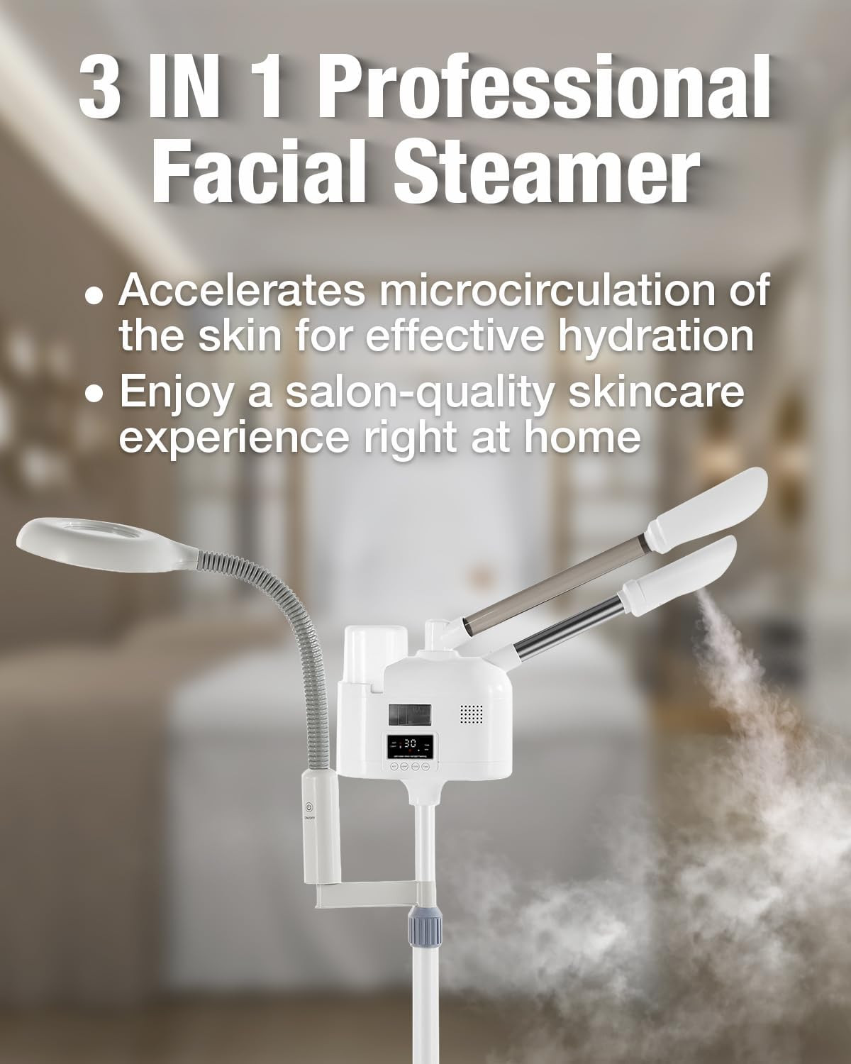 Professional Facial Steamer 3 in 1 Steamer for Face with Hot & Cold Nozzle 5X LE