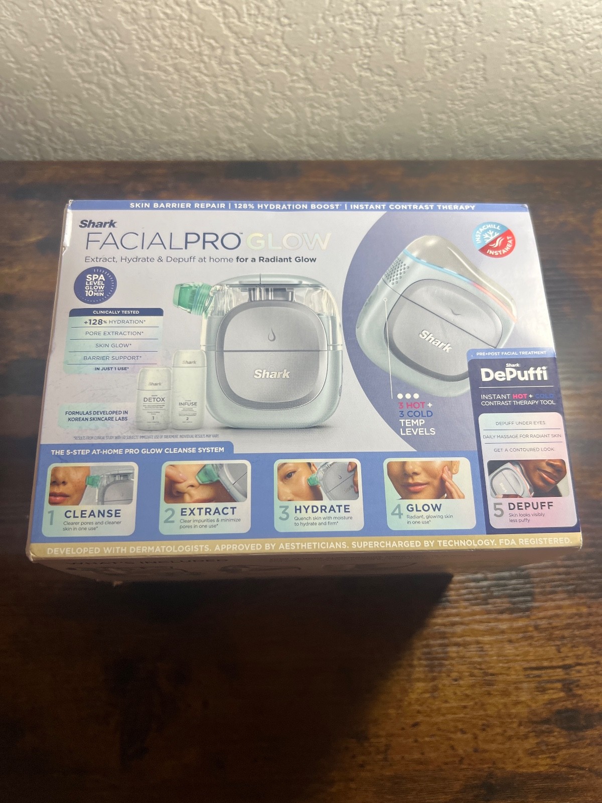 Shark FacialPro Glow at-Home Hydro-Powered Facial System with DePuffi Hot & Cold