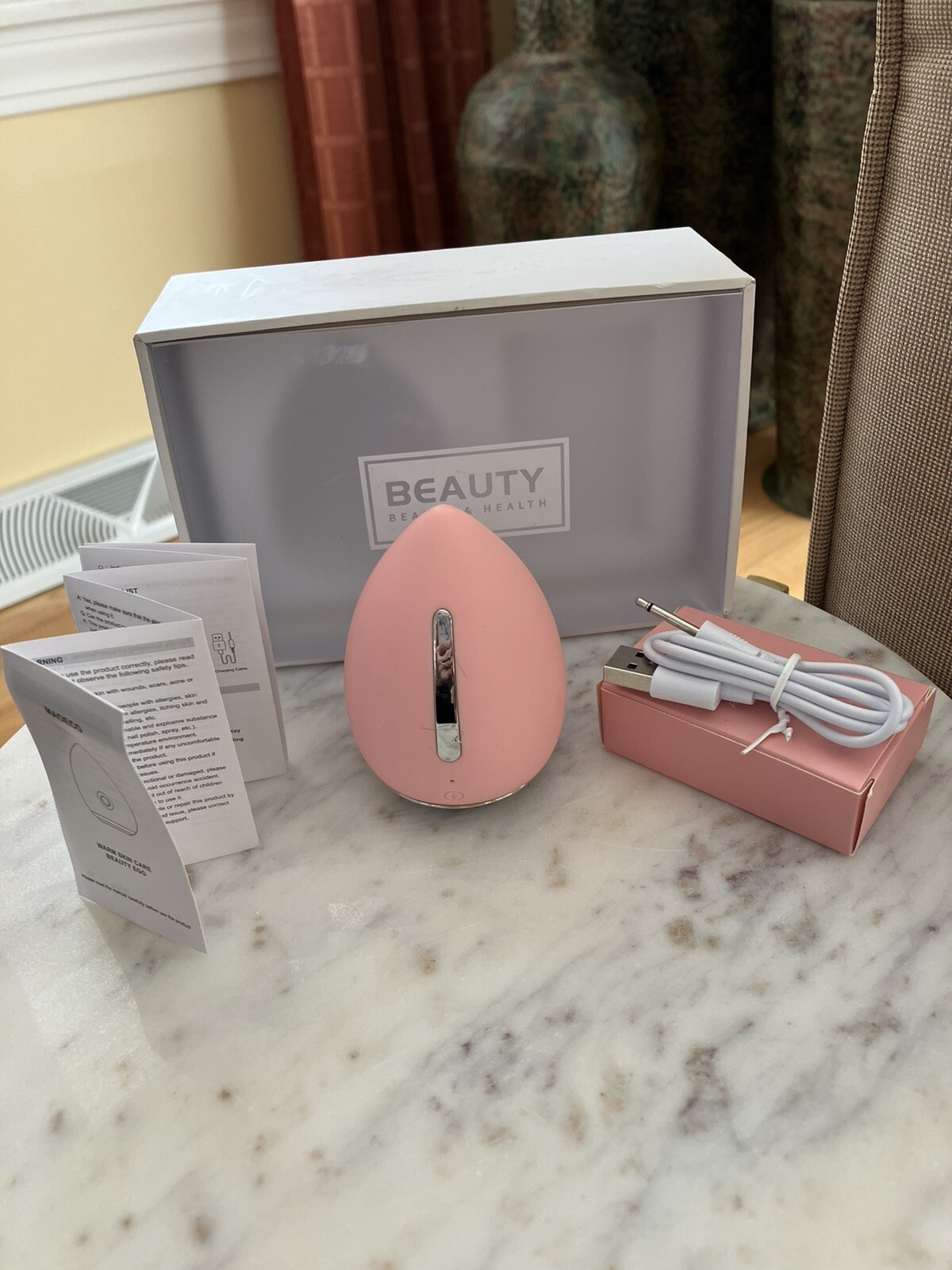 Warm Skin Care Beauty Egg Facial Cleaning & Heated Moisturizing Massager- NEW