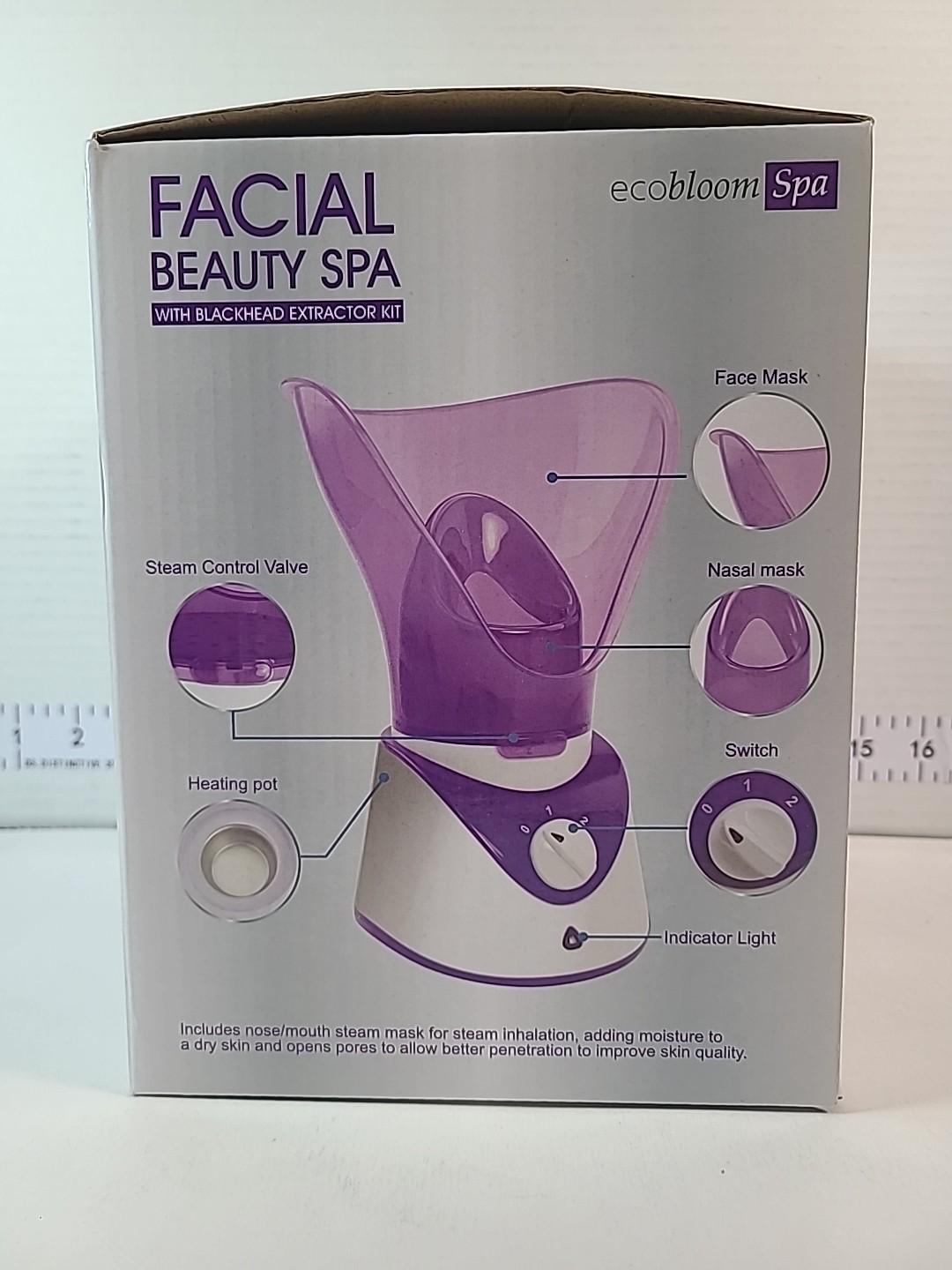 EcoBloom Spa Facial Steamer Hydrates & Detoxifies Face Revitalizing Skin New