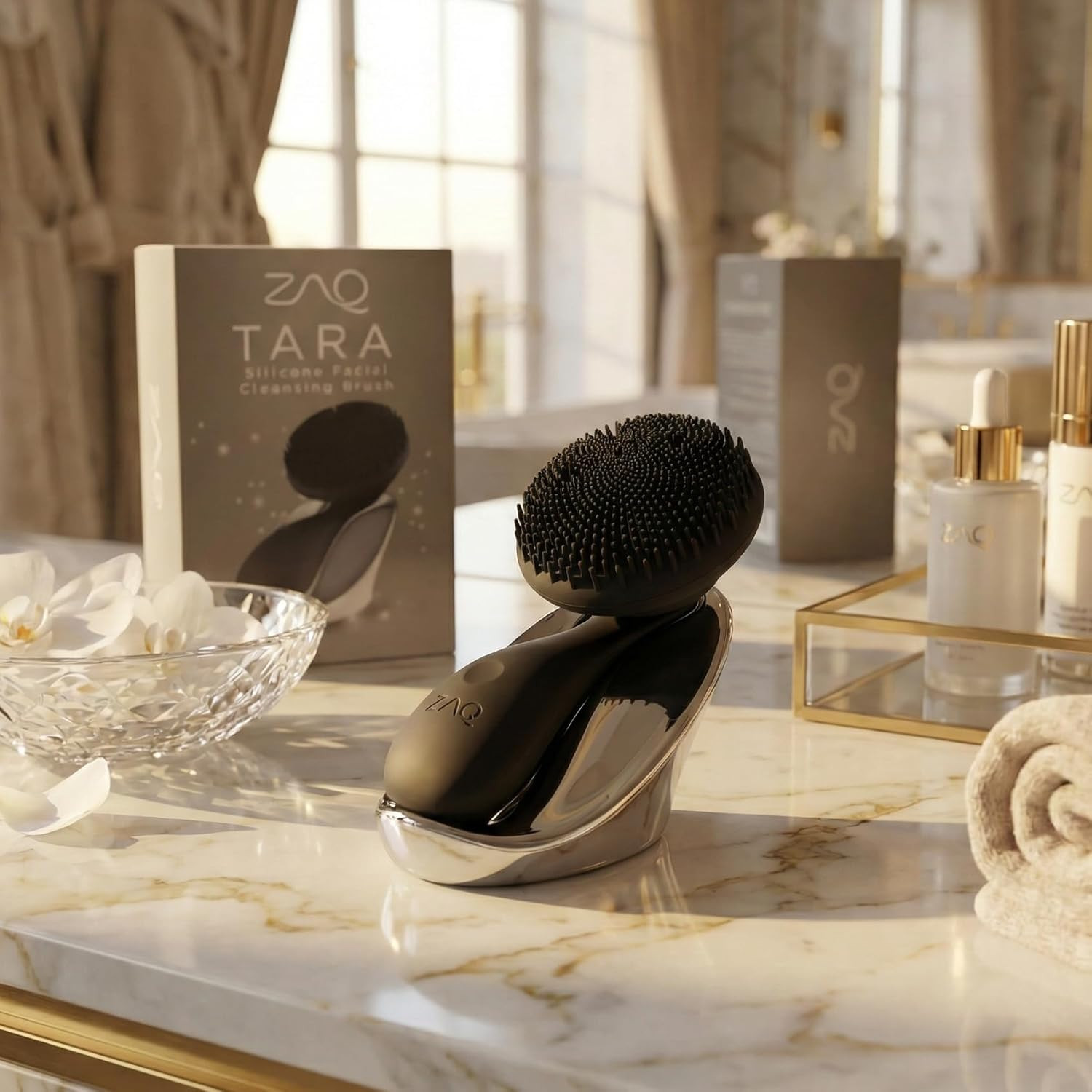 Tara Sonic Facial Cleansing Brush | Silicone Face Scrubber | Soft and Smooth Bri