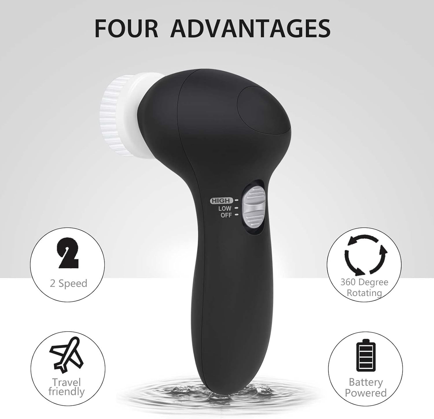 Facial Cleansing Brush Face Scrubber: Electric Face Spin Cleanser Brushes with