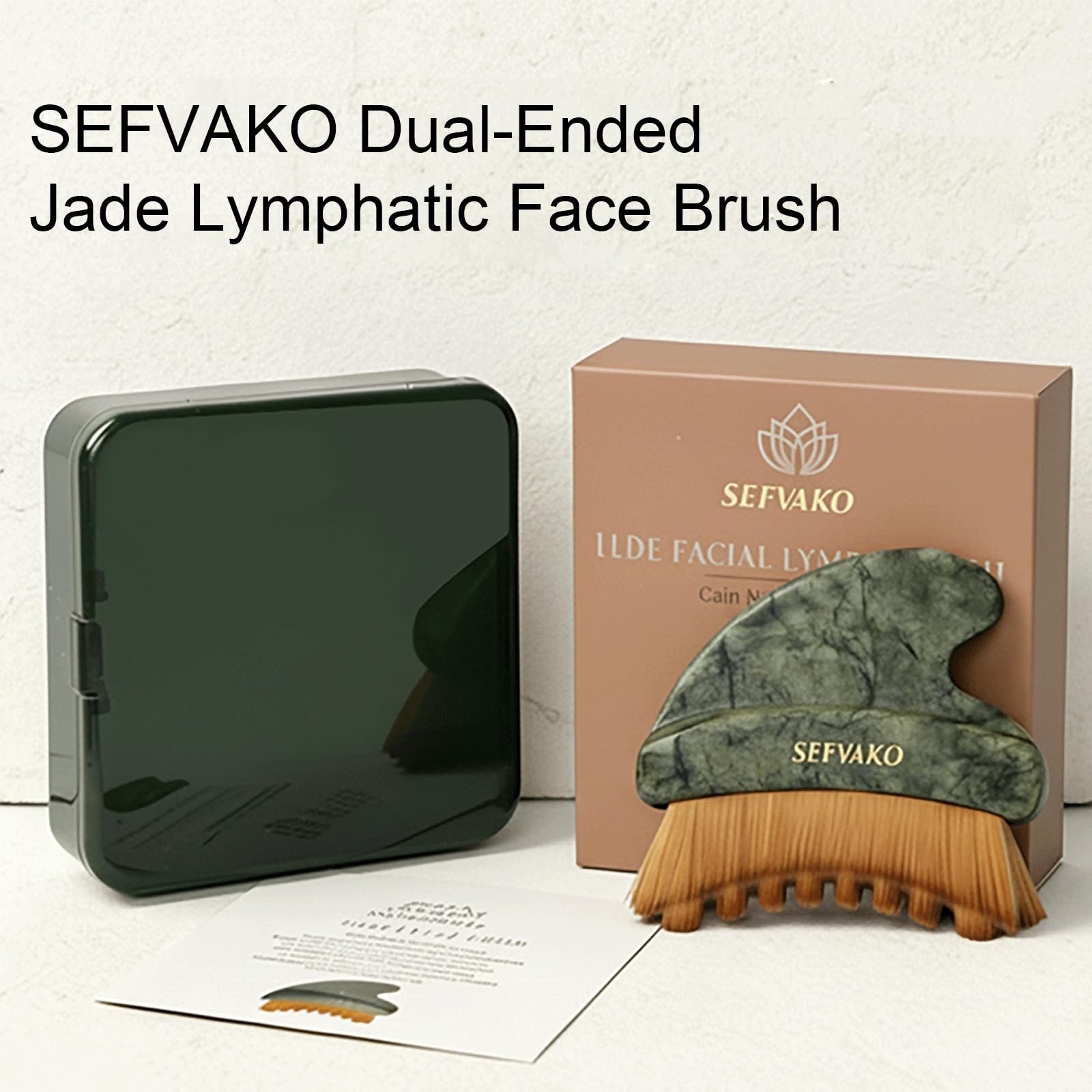 Dual-Ended Lymphatic Face Brush & Jade Gua Sha Tool – Ultra-Soft Bristles for Dr