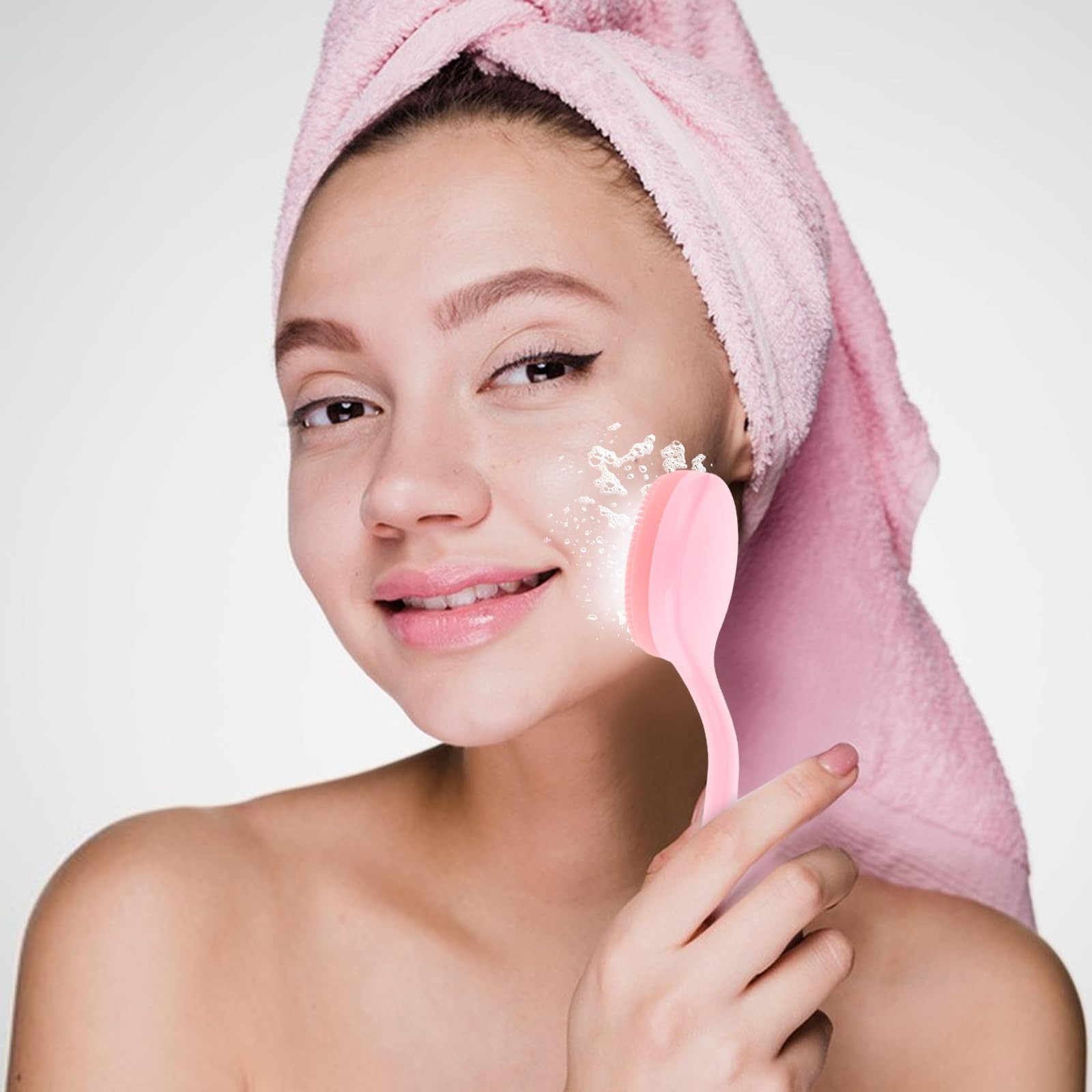2 Pack Face Scrubber for Women, Soft Silicone Cleansing Brush, Pink