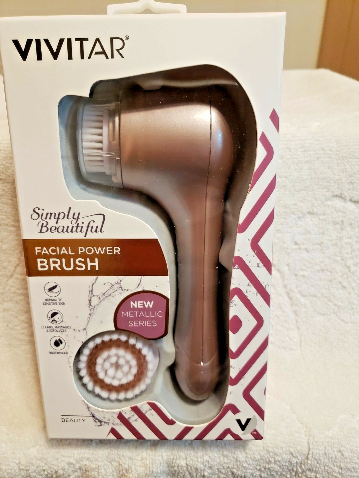 Vivitar Rose Pink Facial Power Brush Metallic Series New in Sealed Box