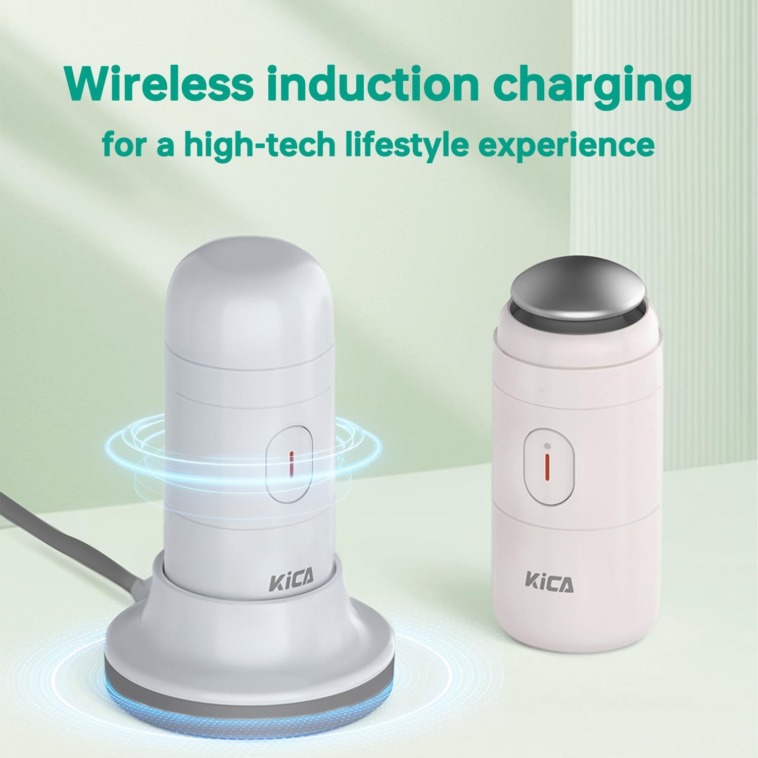 KiCA Facial Cleansing Brush with Dual Silicone Heads – Waterproof Light Blue