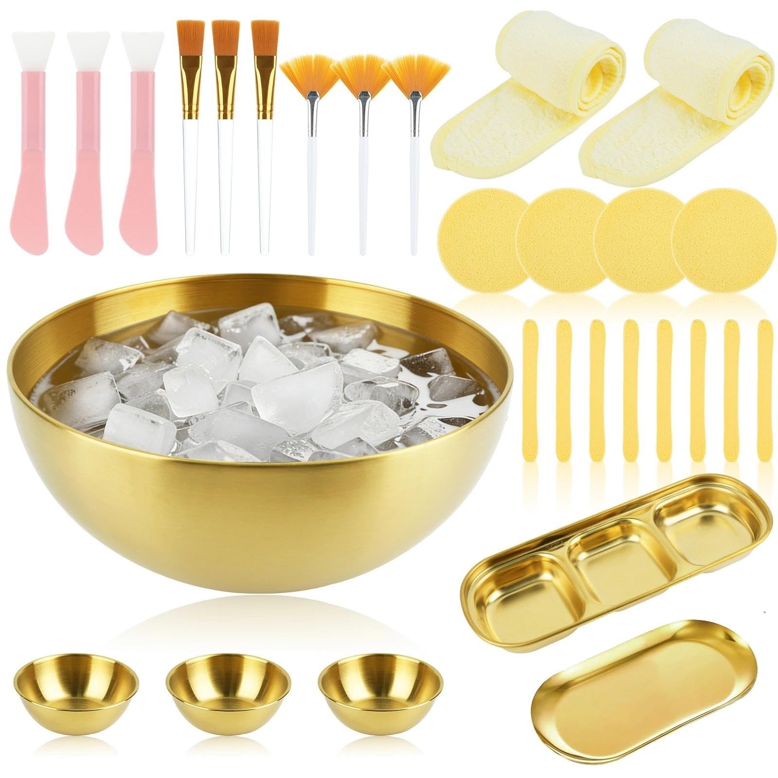 29 Pcs Facial Spa Supplies Set – Ice Bath Bowl, Brushes, Hairbands & Sponges