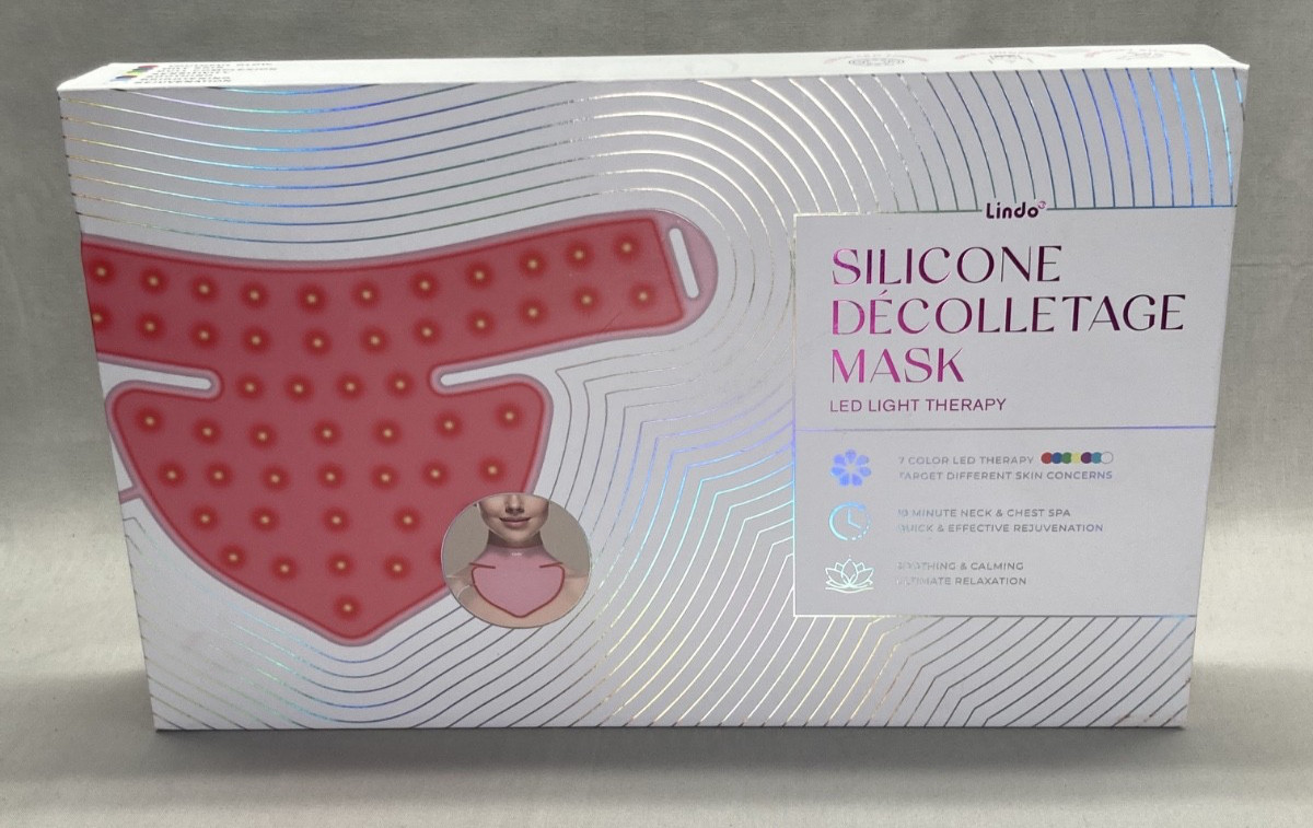 NIB Lindo Silicone Décolletage (Neck & Chest) Mask LED Light Therapy 7 Colors