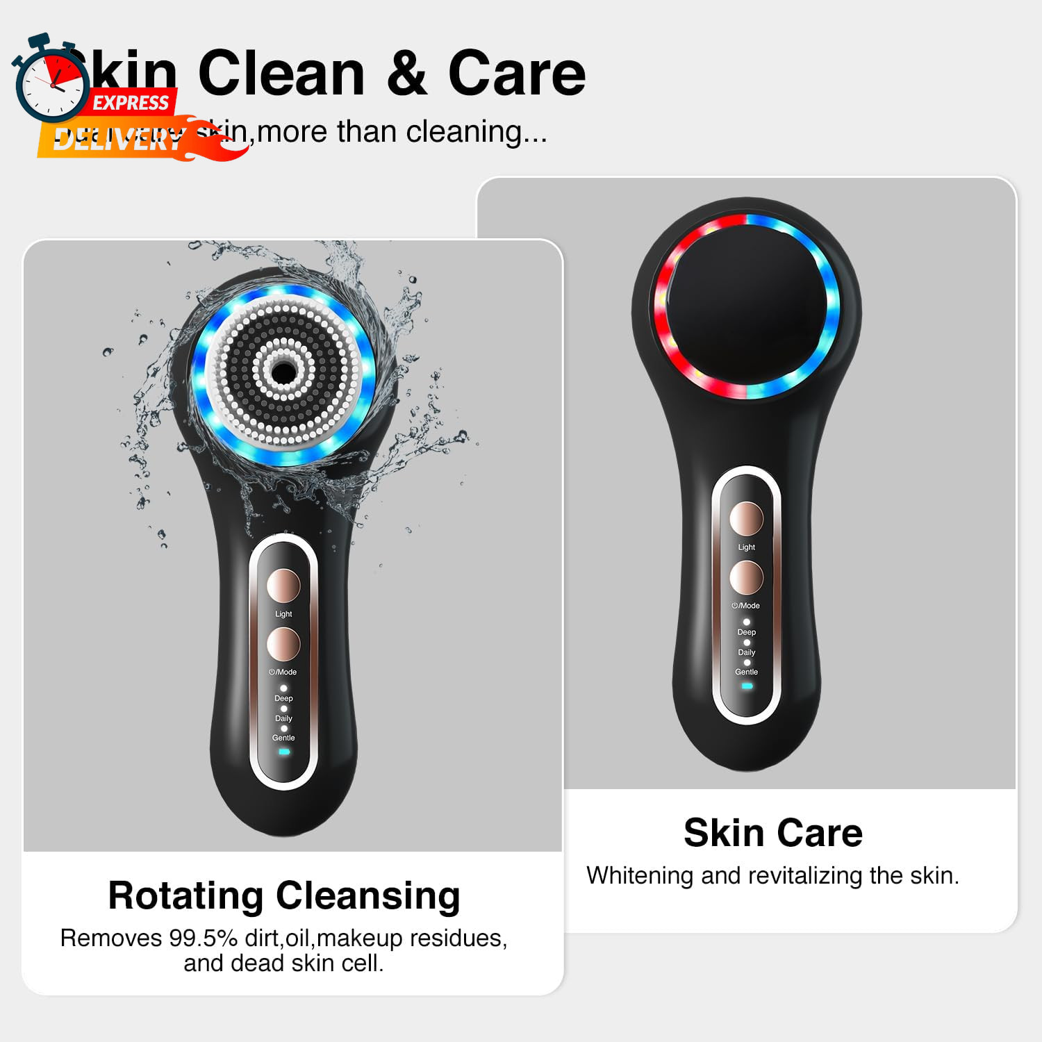 Face Scrubber Exfoliator,Facial Cleansing Brushes Rechargeable IPX7 Waterproof w