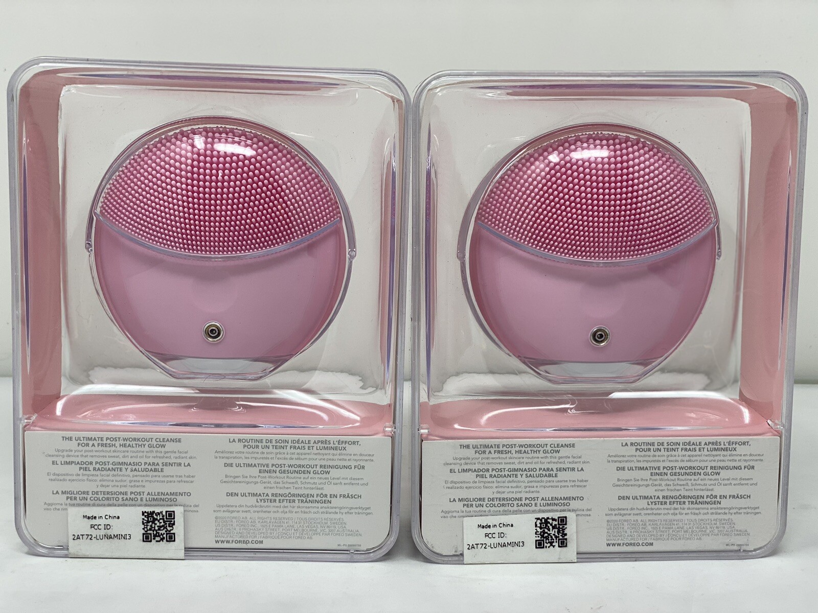 Lot Of 2 FOREO Luna Mini 3 Smart Facial Cleansing Massage PEARL PINK NEW Sealed