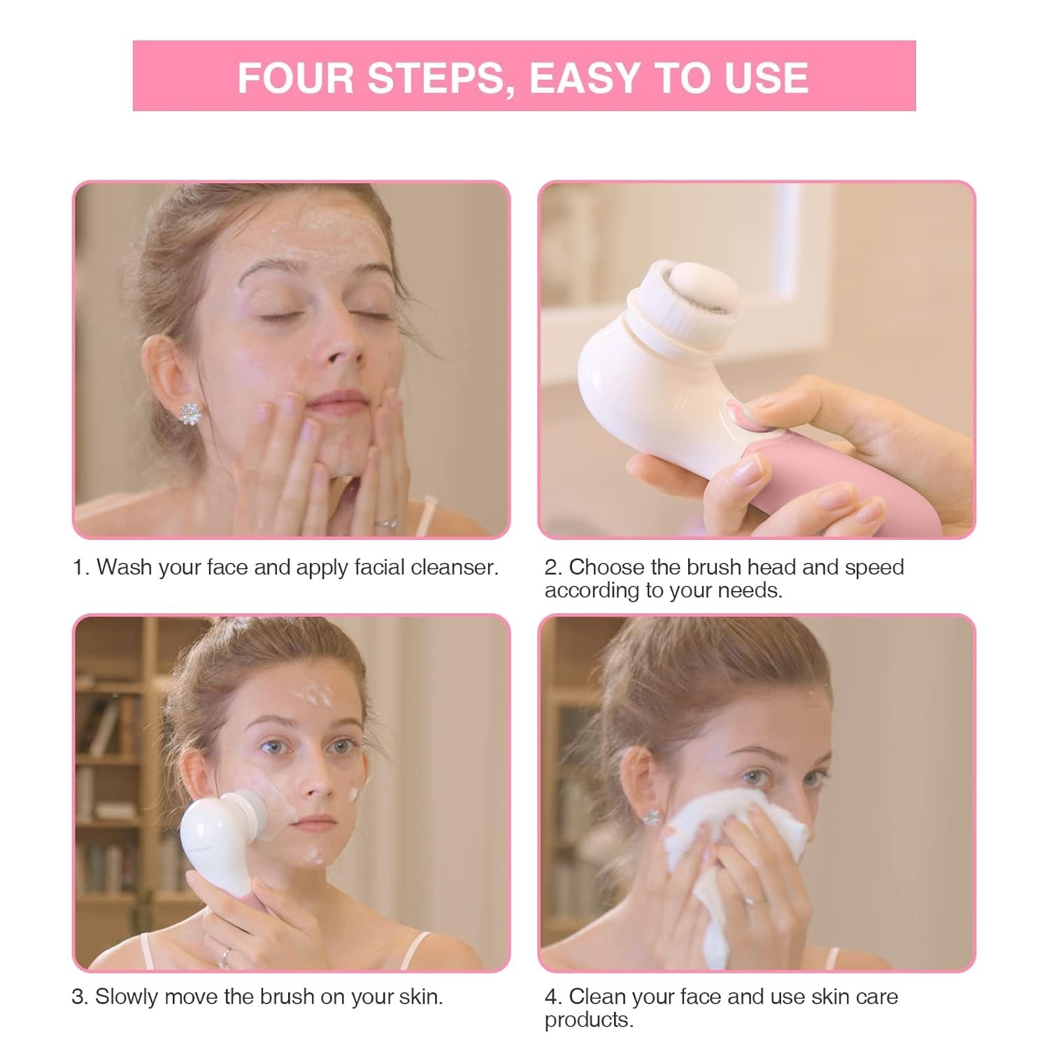 Luxury Spin Brush Face Cleanser – 3 Brush Heads for Deep Cleansing & Exfoliation
